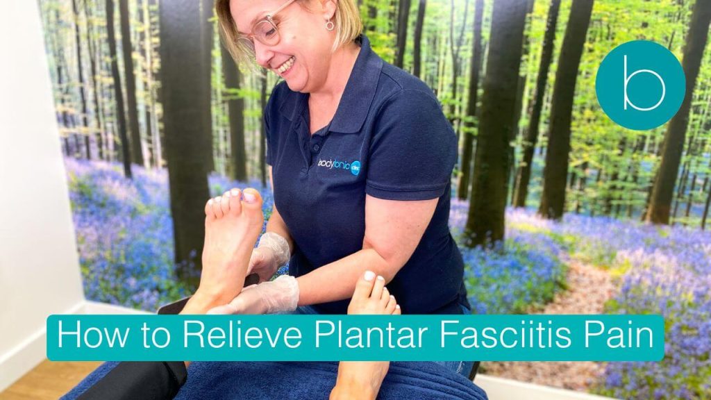 Medical-grade Focused Shockwave therapy being applied to the heel to treat chronic Plantar Fasciitis at bodytonic clinic.
